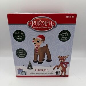 Gemmy Rudolph the Red Nosed Reindeer 3.5 Ft Inflatable Airblown Christmas Decor